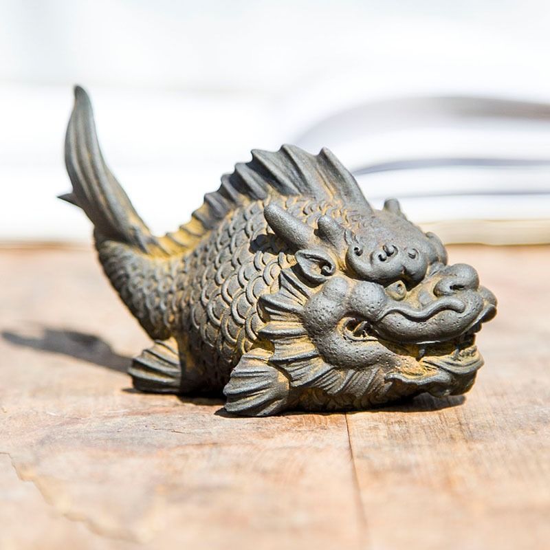 魚化龍 鯉躍龍門 竜魚手把 置物 オブジェ 装飾品 工芸品 美術品