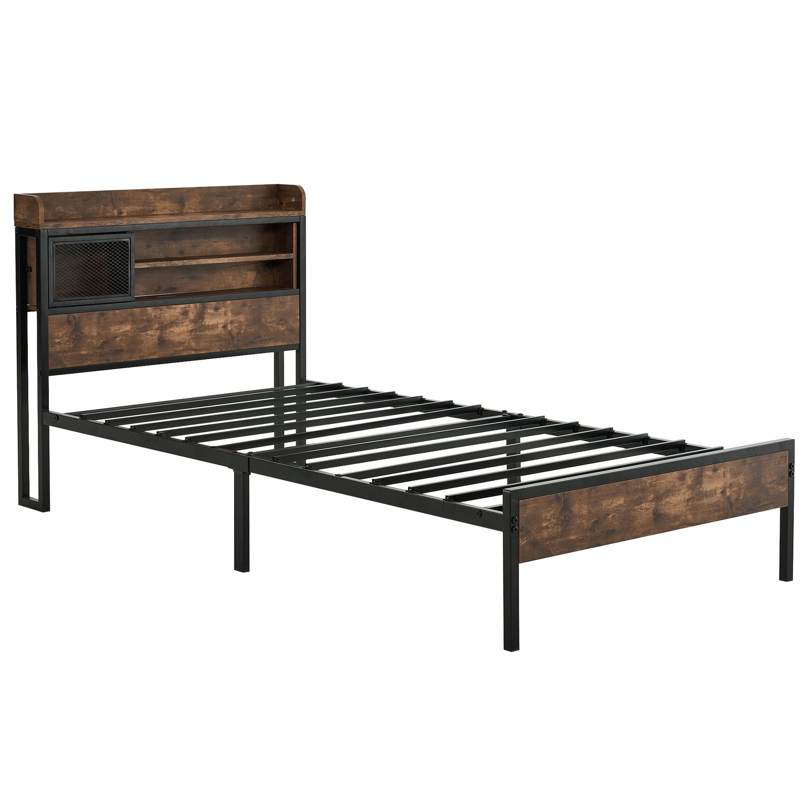 S ベッドフレーム シングル シングルベッド パイプベッド コンセント付き 宮付き 木 コンセント ベッド 木製 下収納 スチール おしゃれ ヴィンテージ風 アイアンベッド シンプル 北欧風 Sシングル