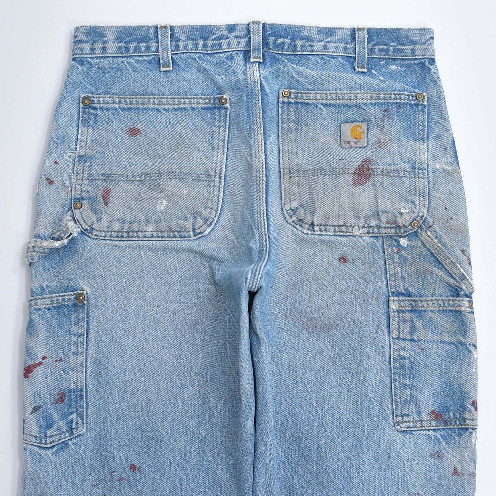 USA Carhartt ダブルニー デニムパンツ ワイドレグ グランジ ペンキ