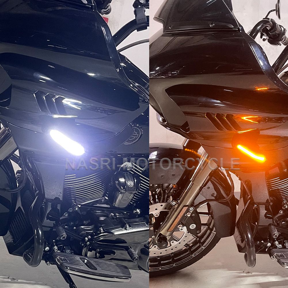 2025年用ハーレー ロードグライド FLTRX FLTRU FLTRK 2015-2025年モデル用サイドウィンカーLEDライト ランニングランプ フローイングバイ