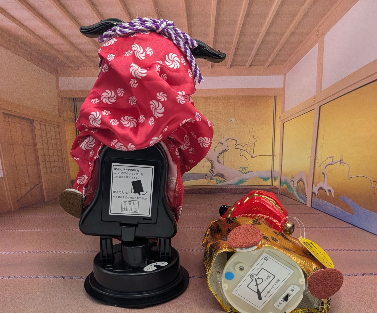 縁起物 踊る獅子舞 獅子舞 レッド 大 ゴールド 小 2種セット お正月 迎春 ダンシング獅子舞 NEXPOTALLINN_EU