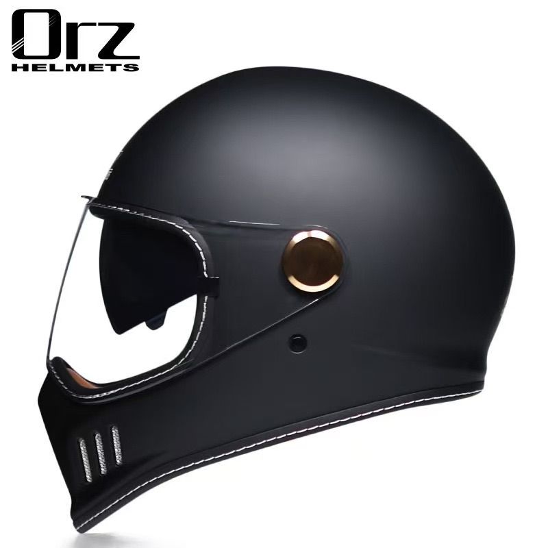 レトロハーレーフルフェイスヘルメット ダブルレンズ シールド2枚付き