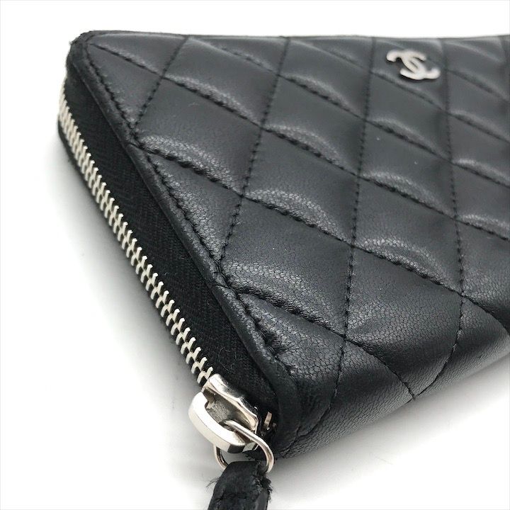 良品 CHANEL シャネル ココマーク マトラッセ ラウンドファスナー 長  