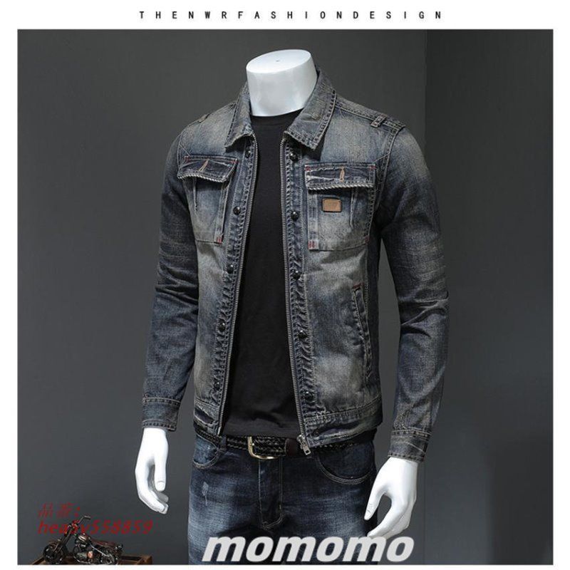 デニムジャケット メンズ デニム ジージャン 加工デニム ジャケット 感 羽織 トップス 上品 長袖 アウター ジーンズ Gジャン hea5v558859 KANDAIZUMI_COM