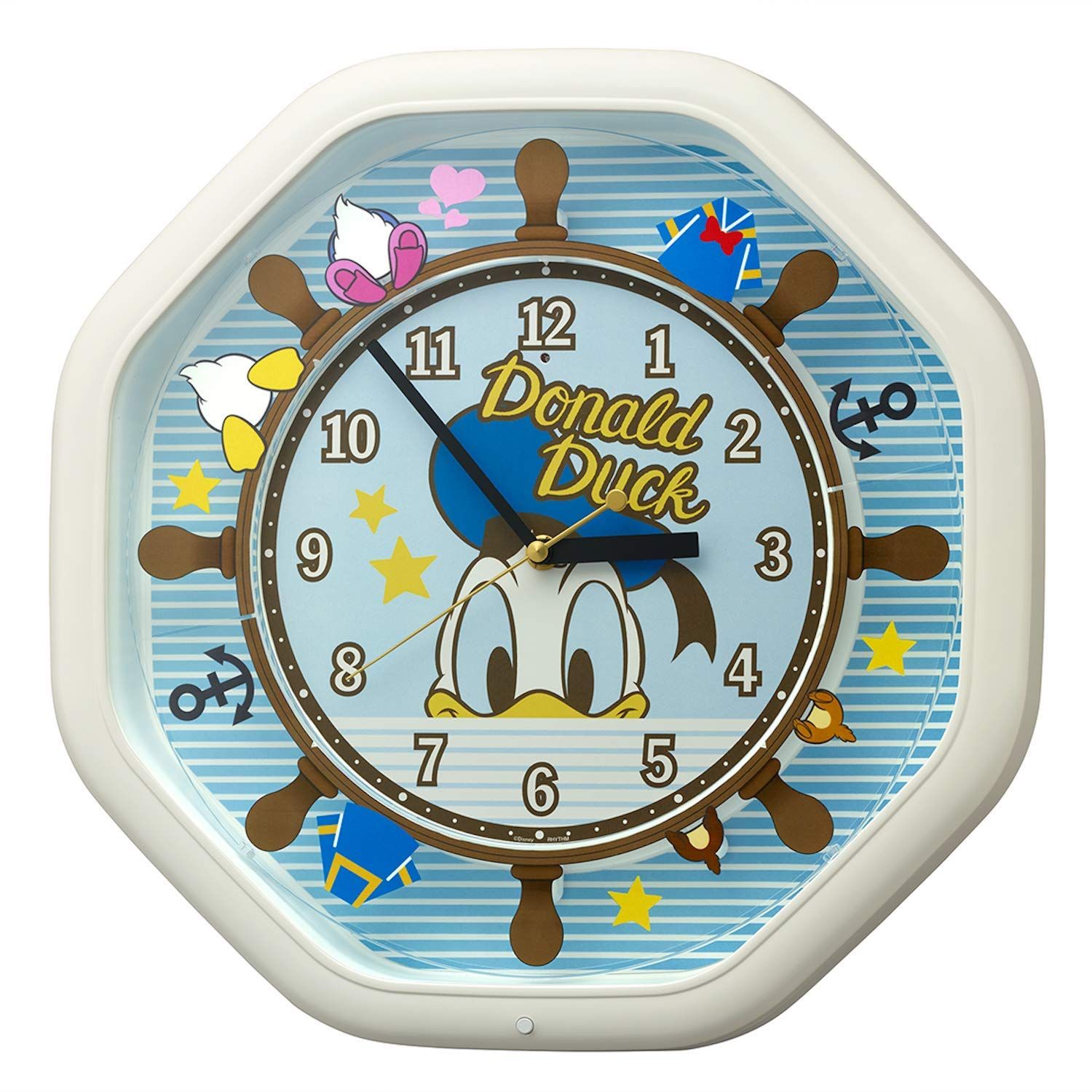 リズム RHYTHM ディズニー ドナルドダック 掛け時計 からくり時計 Disneyソング4曲入り 白 37x37x9.3cm 4MH441MC03