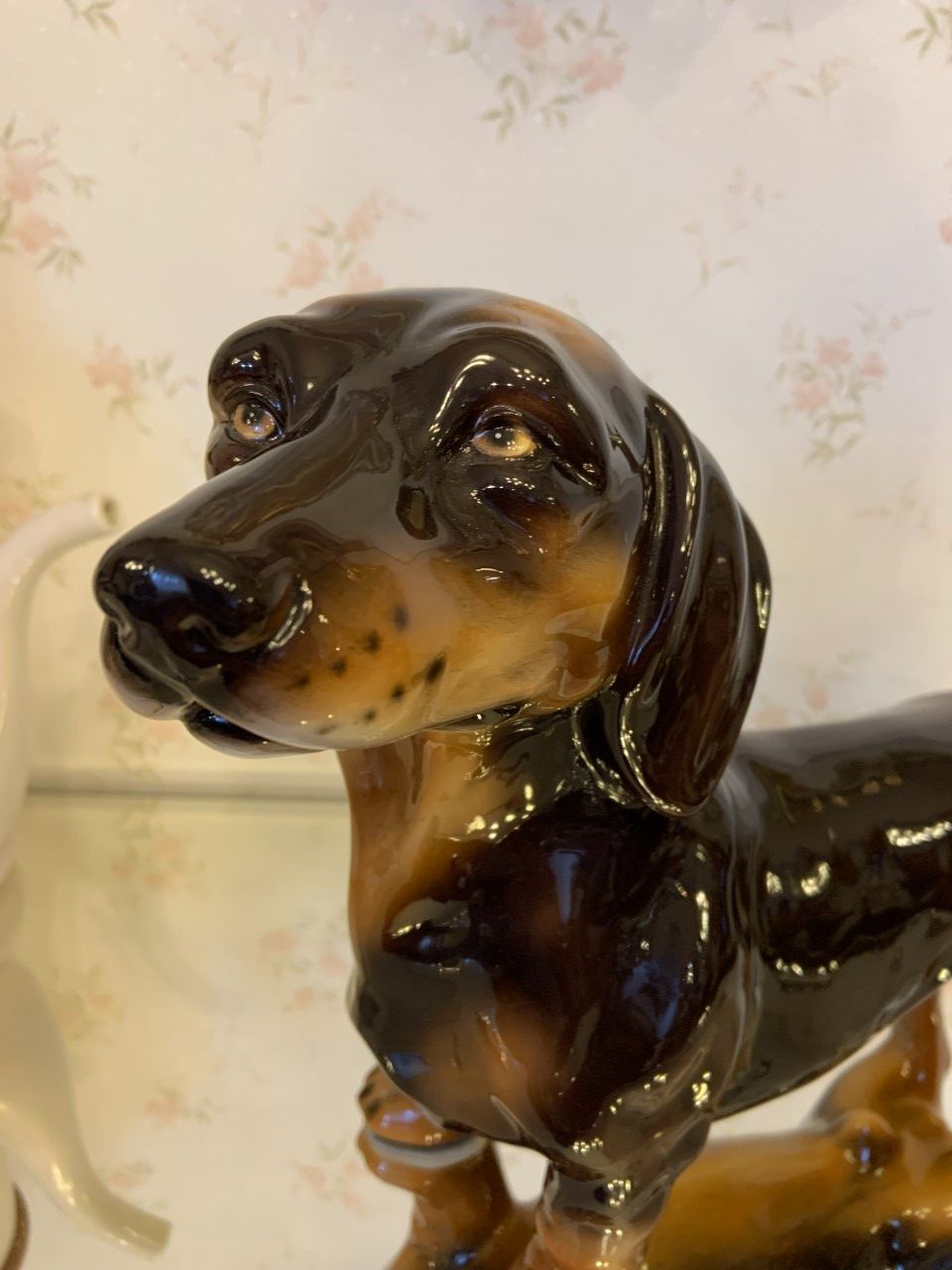 陶器 置物 犬 ダックスフンド イタリア製 アンティーク調 ブラック わんこ