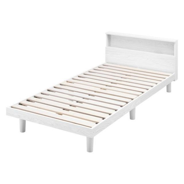 アイリスオーヤマ すのこベッド シングル SNB-Sホワイト 通気性 2口コンセント付 ヘッドボード