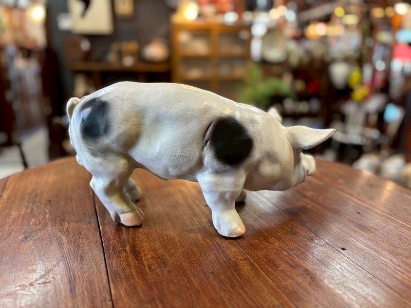 ロイズアンティークス ブタ オブジェ 約40cm PIG ピッグ 豚 白黒