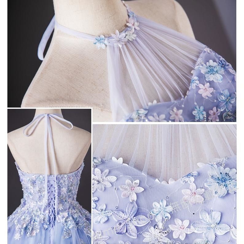 ドレス ライトブルー ホルターネック ノースリーブ ウェディングドレス 二次会 演奏会 発表会 ロングドレス 結婚式 ステージドレス ウエディングドレス nhdw18 SIROKUMA-CORPORATION_COM