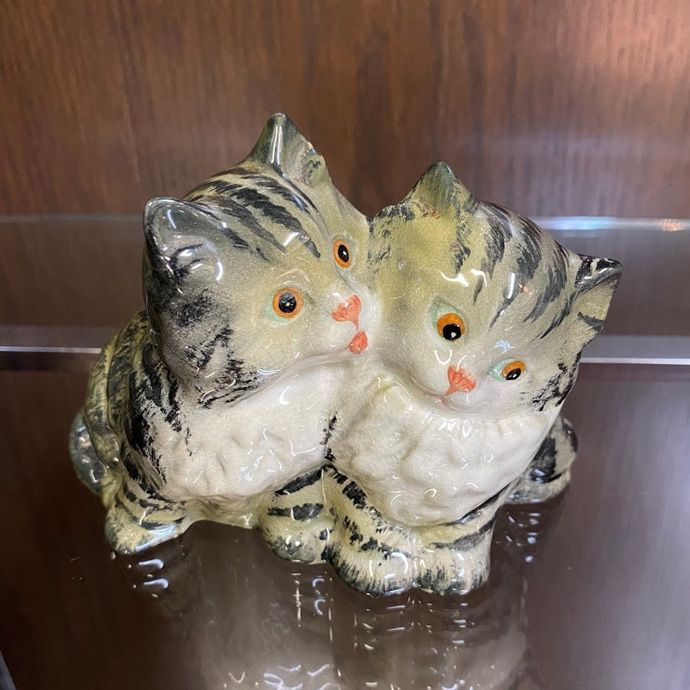 ヴィンテージ 雑貨 置物 フィギュア ツインキャット ペルシャ猫 サバトラ Beswick ベズウィック イギリス 1955-1972年頃 14A1037