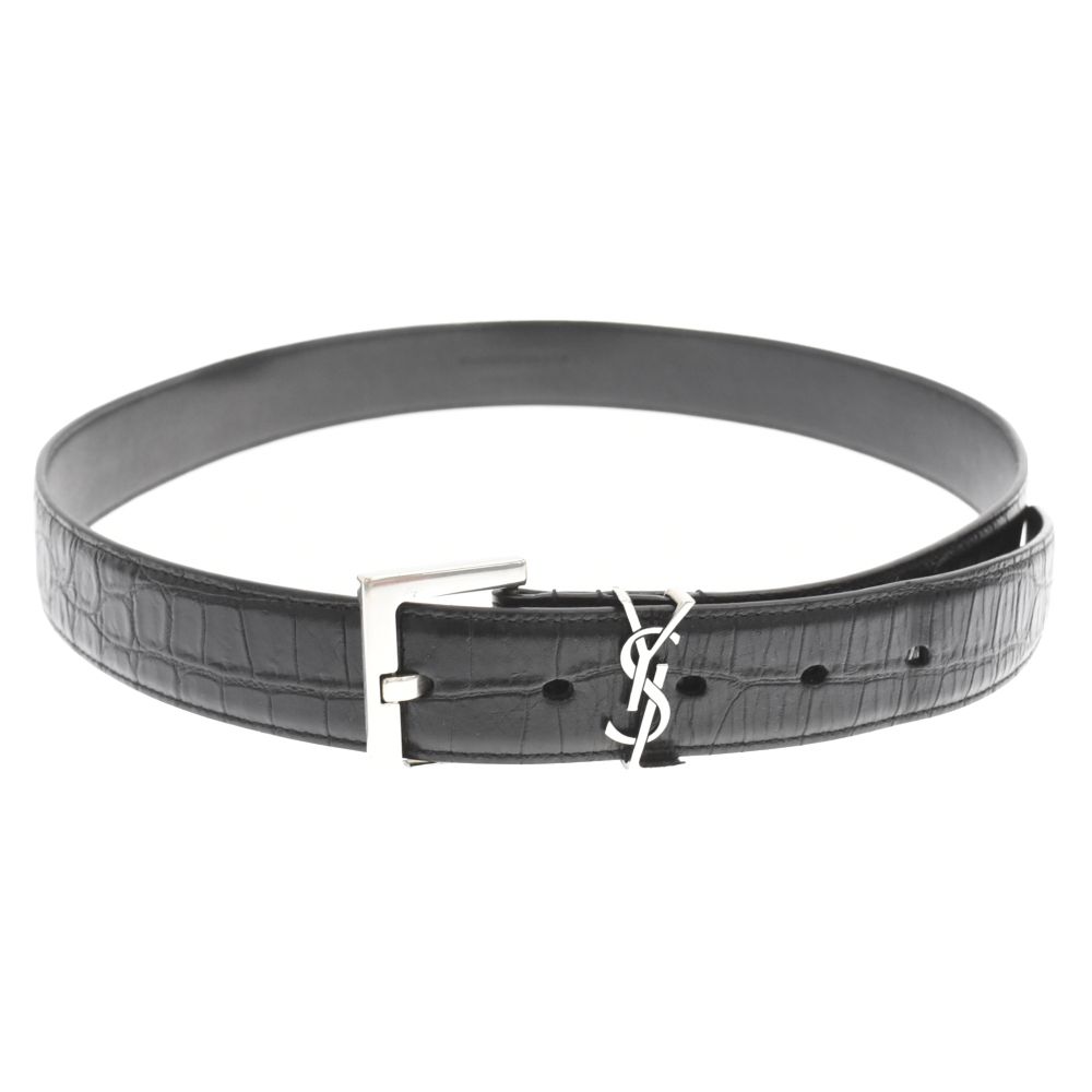 サンローラン ベルト クロコ型押しレザー アクセサリー 美品 高見え サンローラン ベルト クロコ型押しレザー アクセサリー 美品 高