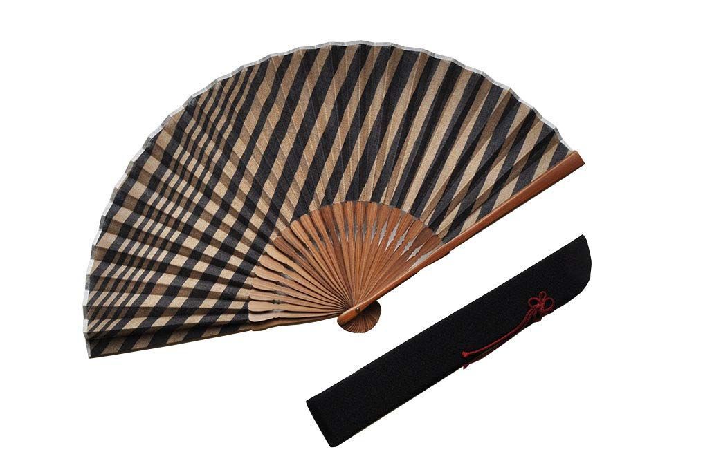 数量 紳士用 ハンカチ扇子 刷毛目柄茶色 扇子袋 黒色 セット