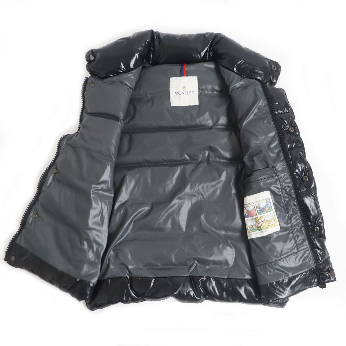 美品□MONCLER/モンクレール TIB GILET ティブ ロゴワッペン付き ダブルジップ ダウンベスト/ジレ ブラック 0 国内正規品  メンズオススメ