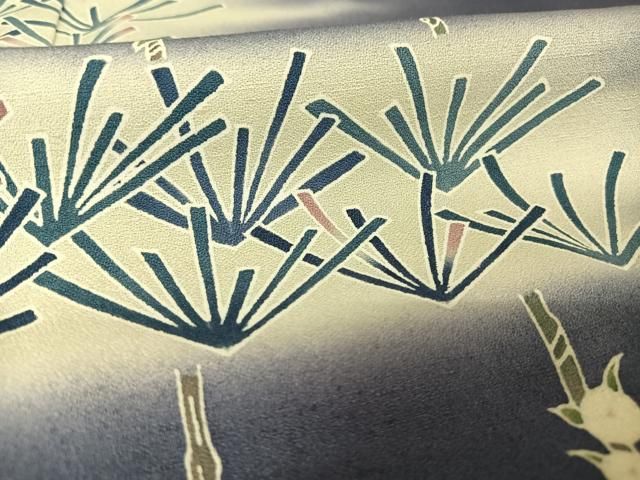 平和屋着物○名門・上野家 上野街子 清染居 訪問着 紬地 松竹梅 杜若色