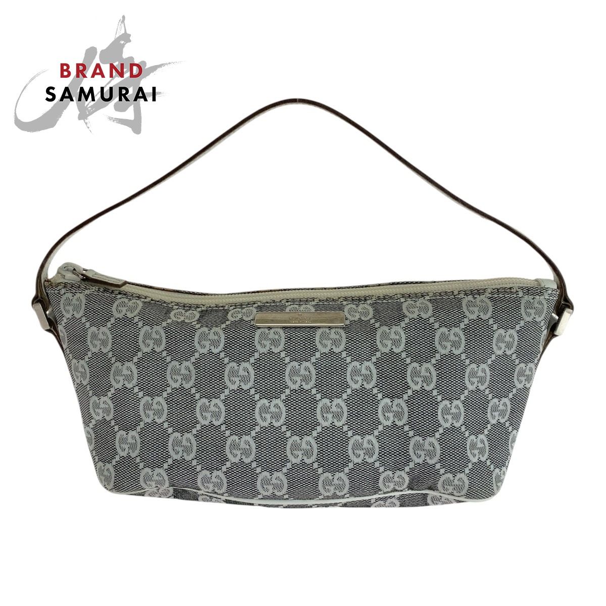 美品 GUCCI グッチ グレー ホワイト シルバー金具 GGキャンバス/レザー