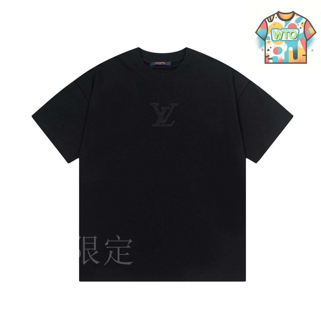 今日特価】Louis Vuitton 同色刺繍ロゴ黒 T シャツ - メルカリ
