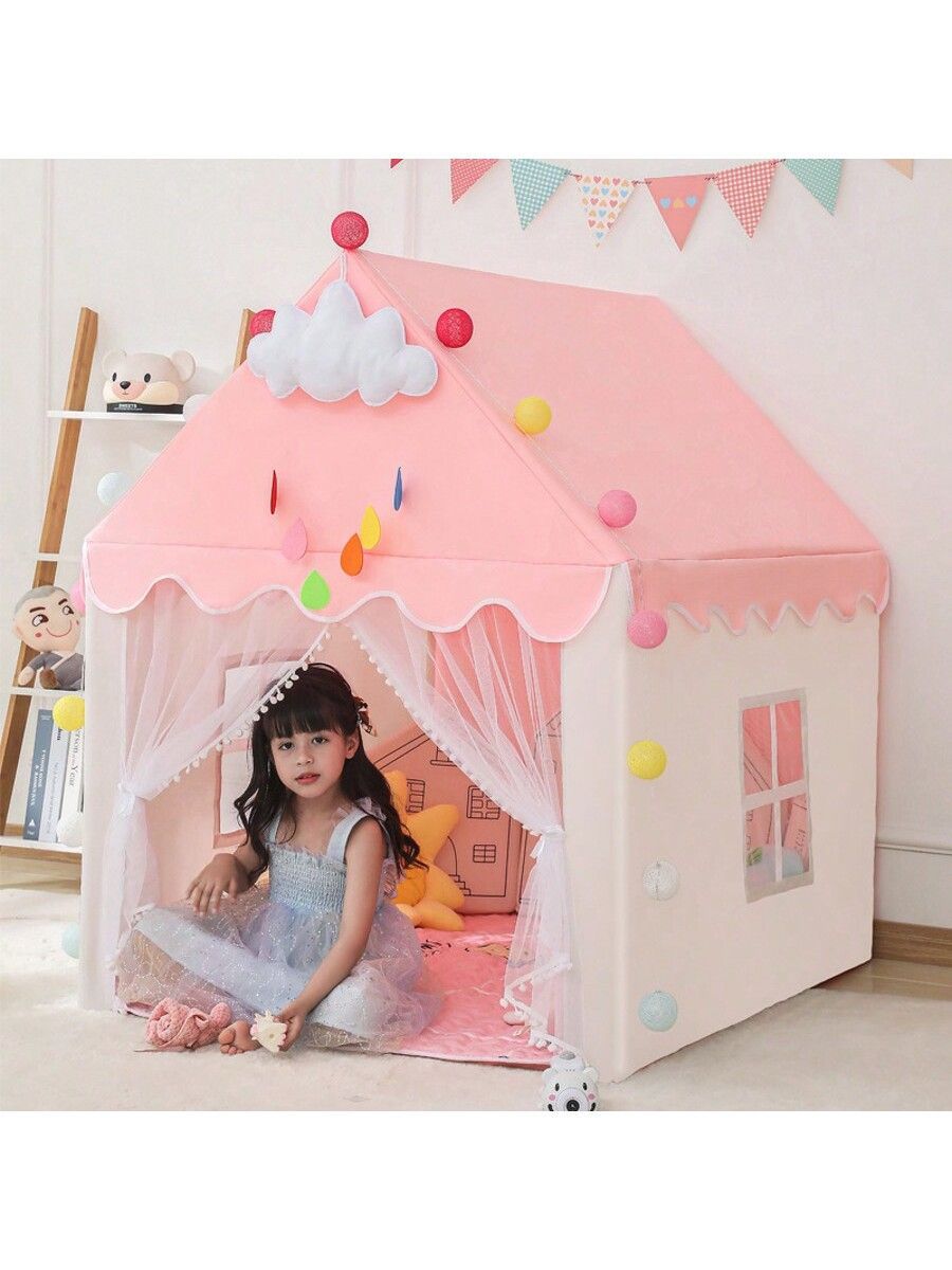 1個 童話の城、子供用テント、室内用女の子ゲームおもちゃハウス