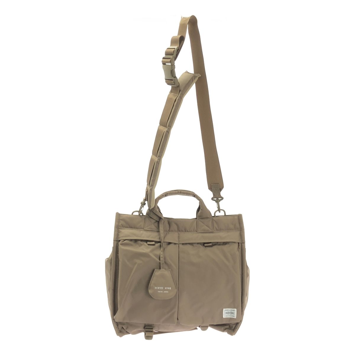 【美品】  HYKE / ハイク | × PORTER 2WAY TOTE BAG ナイロン ショルダー バッグ | サンド | レディース 美品】 HYKE / ハイク | × PORTER 2WAY TOTE BAG ナイロン ショルダー