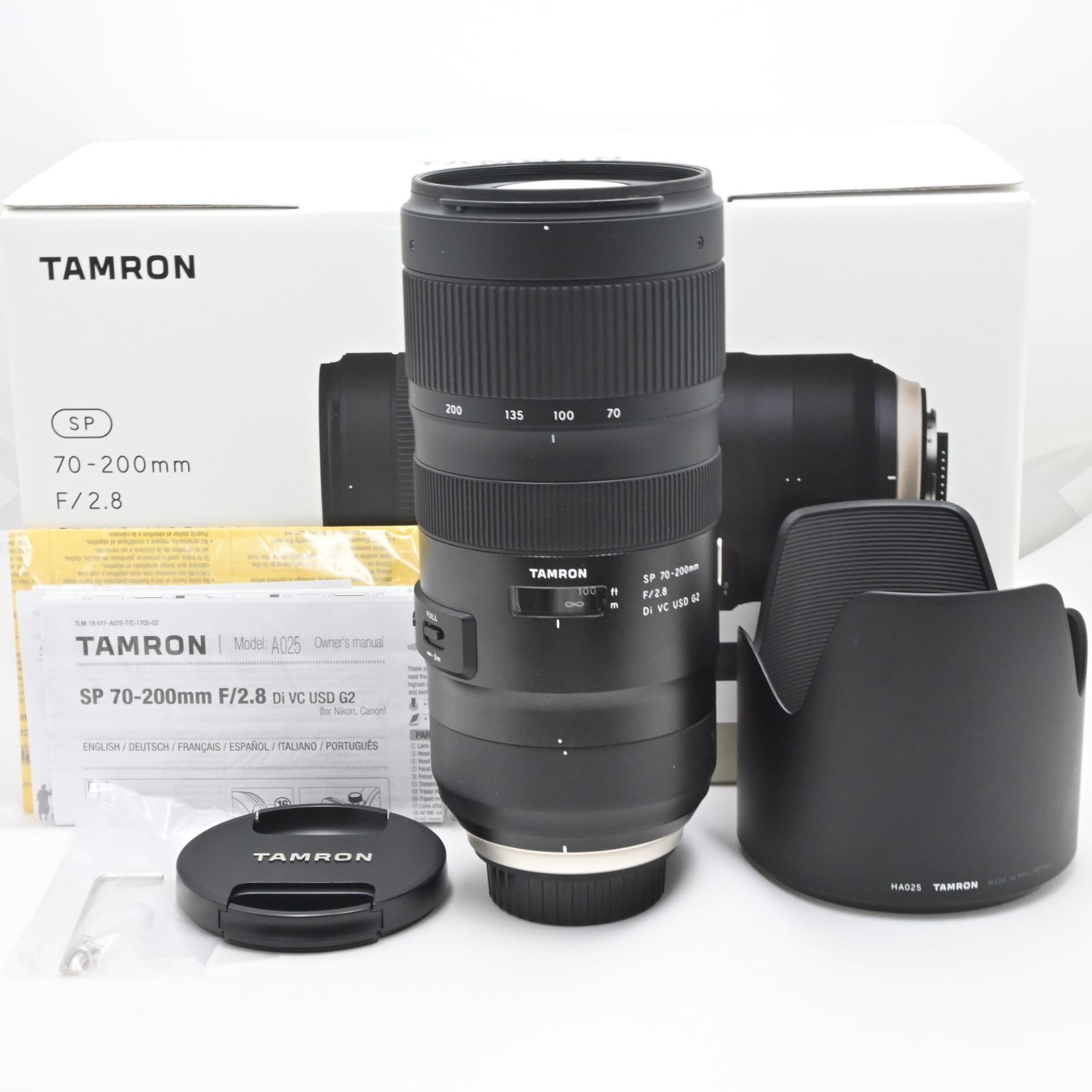 TAMRON 大口径望遠ズームレンズ SP 70-200mm F2.8 Di VC USD G2 TAMRON 大口径望遠ズームレンズ SP 70-200mm F2.8 Di VC USD G2