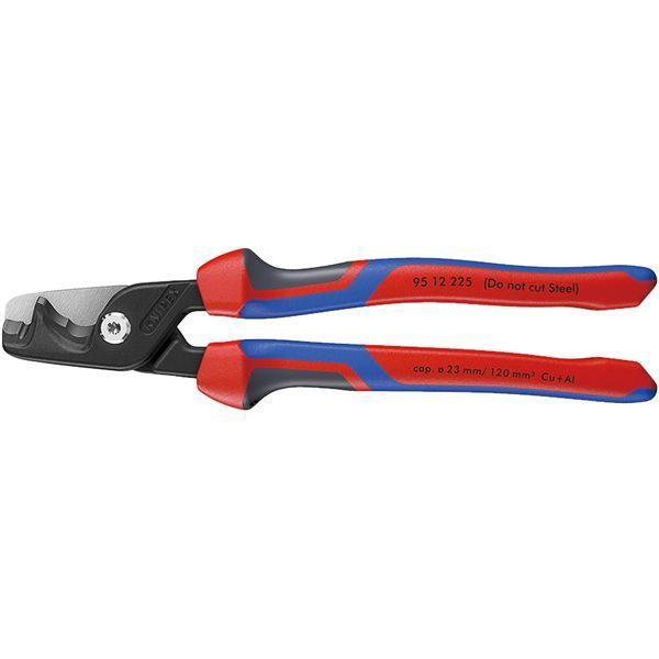 KNIPEX クニペックス ケーブルカッター ステップカットXL 3K プラスチックコーティング 全長225mm サイズW225×D60×H25mm パック入 9512-225SB HRDEVELOPMENT_JP