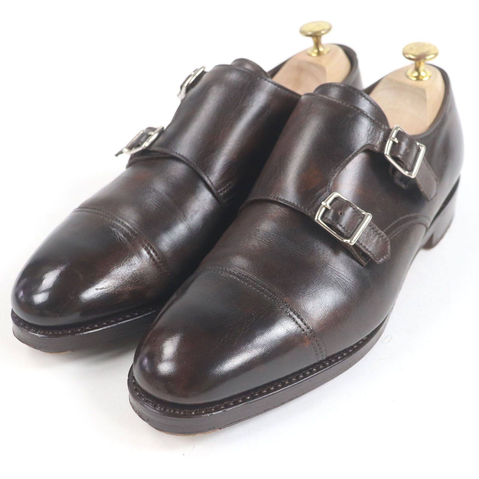 □John Lobb ジョンロブ ウィリアム ミュージアムカーフ 9795ラスト ダブルモンクストラップ ドレスシューズ ダークブラウン 7.5 E イングランド製 メンズ