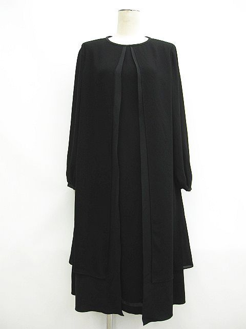 LANVIN ランバン フォーマル ワンピース 袖シースルー 黒 ブラック サイズ40 日本製 L0001-0918-3
