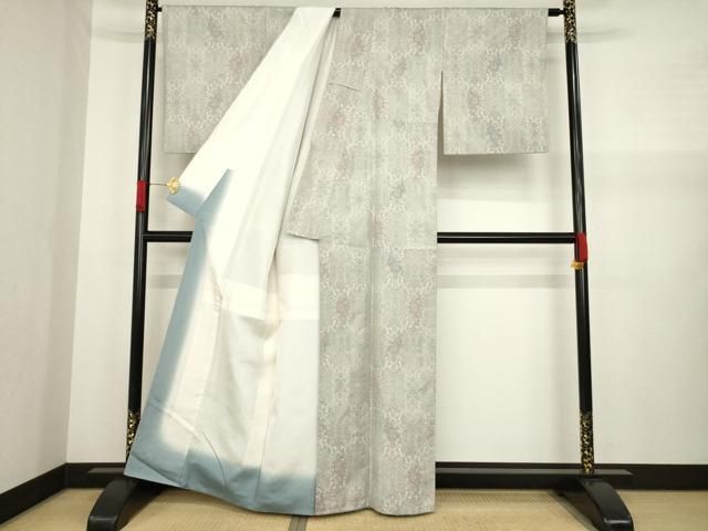 平和屋着物○本場大島紬 白大島 カタス9マルキ 短冊飾花文 正絹