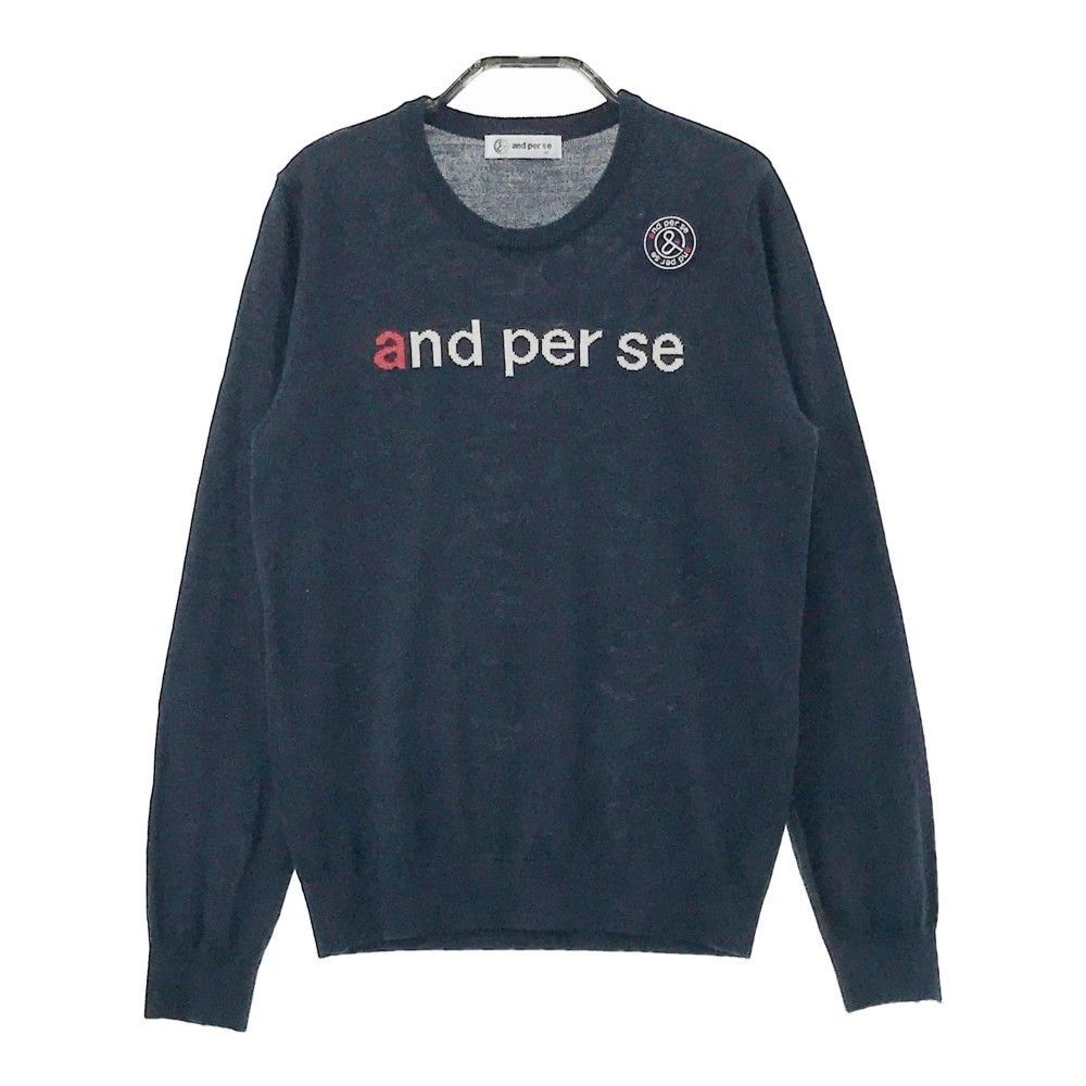 アンパスィ　ニットセーター　ネイビー サイズ：M AND PER SE アンパスィ ニットセーター ネイビー系
