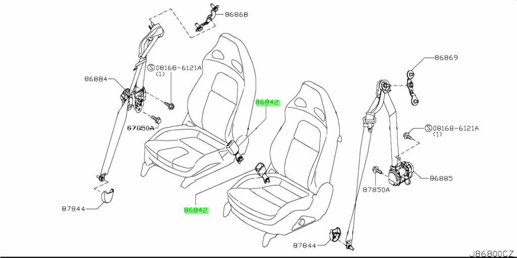 【確認用】写真セット 日産 フロント シートベルト バックル 運転席側 RH スカイライン GT-R