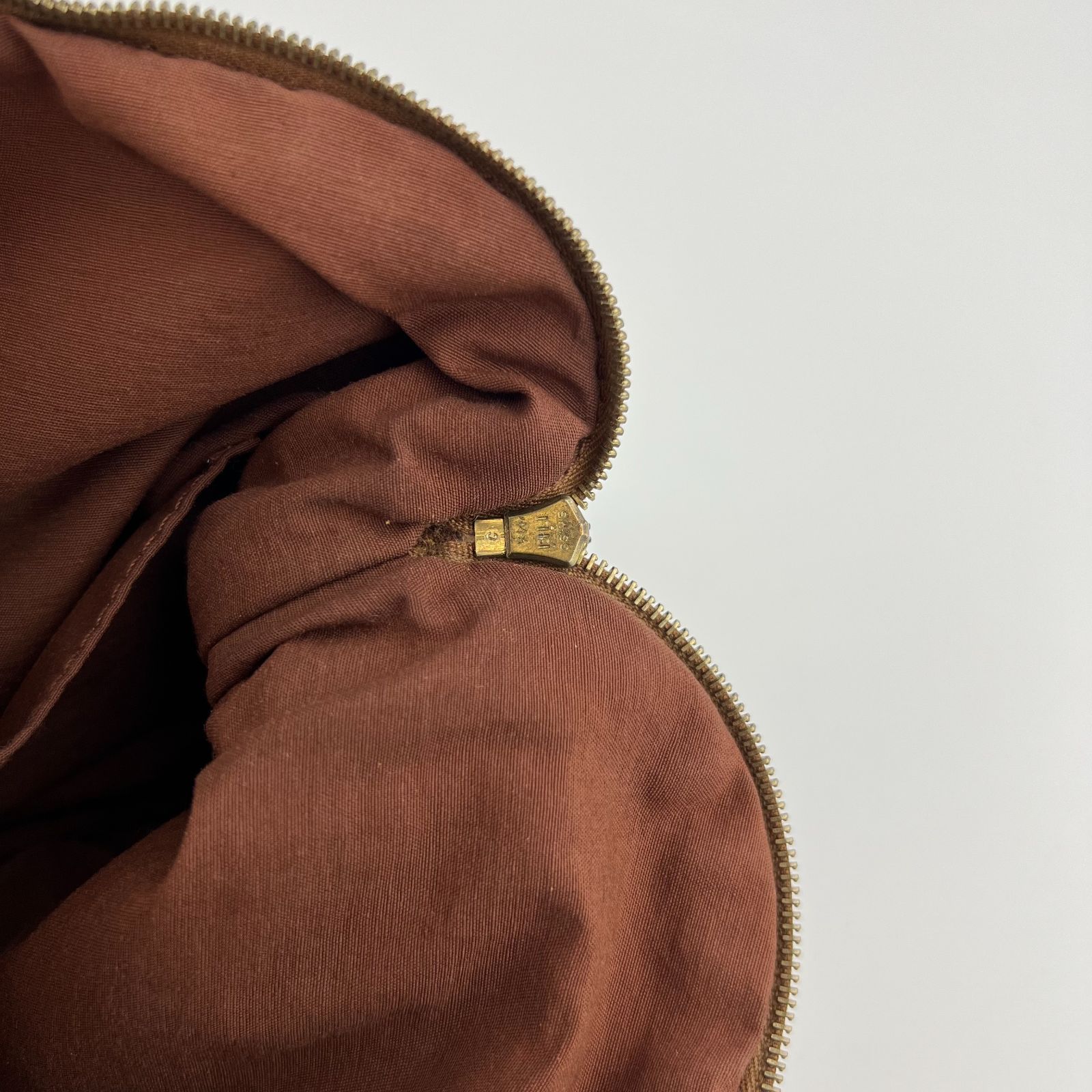 HERMES エルメス ボリードポーチMM 化粧ポーチ ブラウン キャンバス  