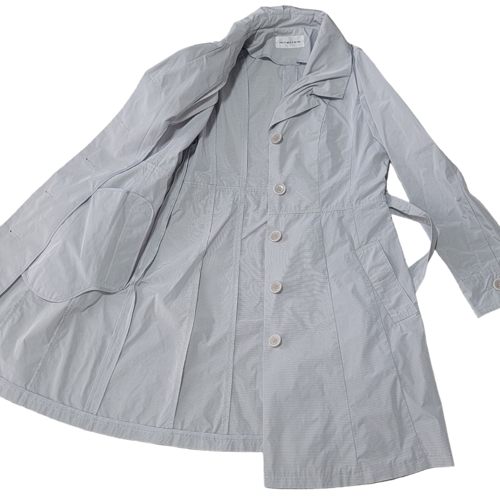 新品同様/ミスティコ mistico キング ジャケット 11号 L 相当 濃グレー レディース 春 夏 長袖 薄手 毛混 ウール シンプル ストレッチ 新品同様中古ミスティコ mistico キング ジャケット 11