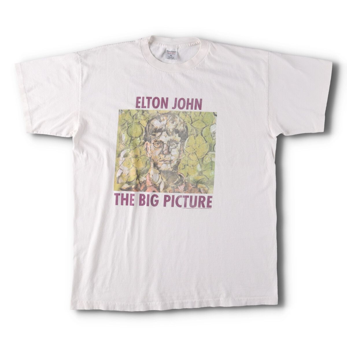 古着 90年代 POLYGRAM ELTON JOHN エルトンジョン アルバム THE BIG PICTURE バンドTシャツ バンT メンズXL相当 ヴィンテージ|evb010853