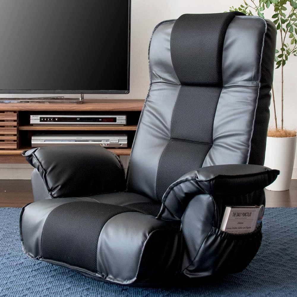 商品 RLSZ-1160BK 幅79㎝ ブラック 背もたれ|14段階 ヘッド|14段階 63.5×78cm ふかふか リクライニングソファ座椅子 座椅子 アイリスプラザ