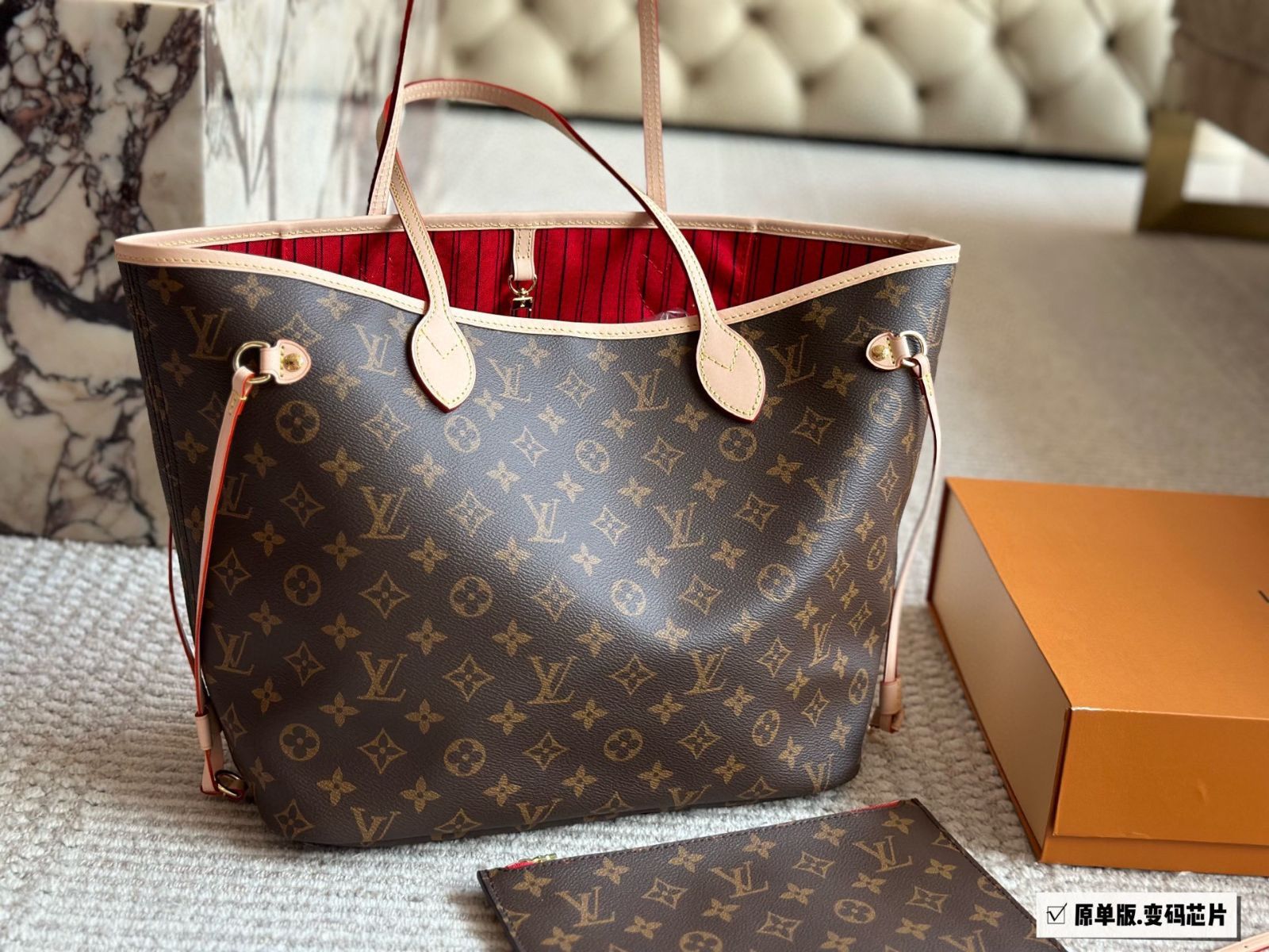 今日 LV Neverfull Shopper White Check Pink Lining ルイ ヴィトン ネバーフル ショッパー ホワイトチェック ピンクライニング -WTO輸入3