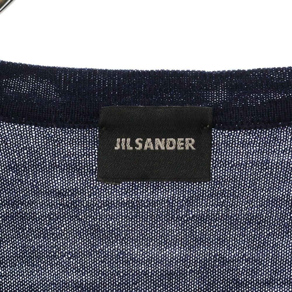 JIL SANDER (ジルサンダー) Vネック ニット セーター ネイビー JIL SANDER (ジルサンダー) Vネック ニット セーター ネイビー