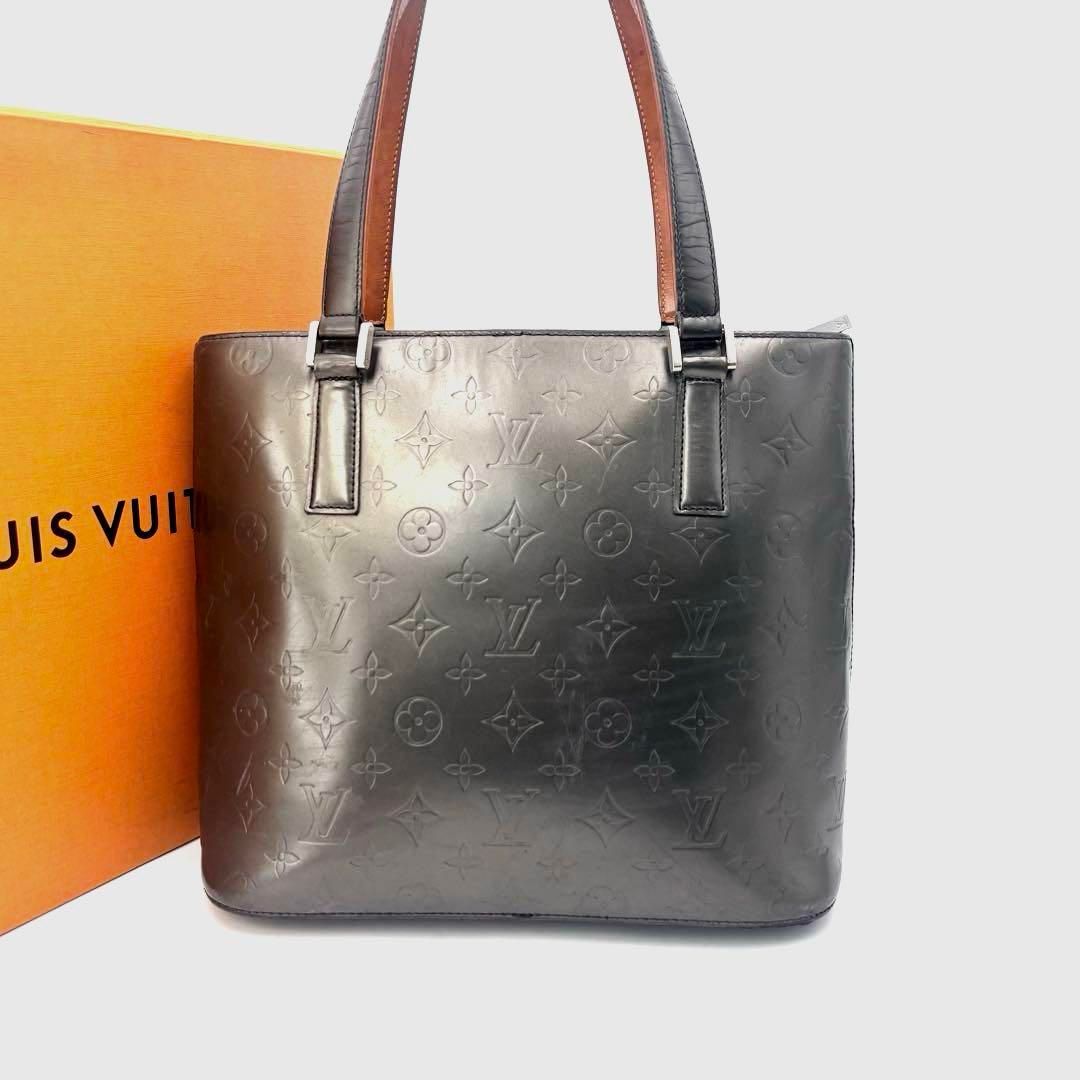 ルイヴィトン M55112 モノグラムマット ストックトン ノワール トートバッグ ハンドバッグ ブラック 黒 カーフレザー バック