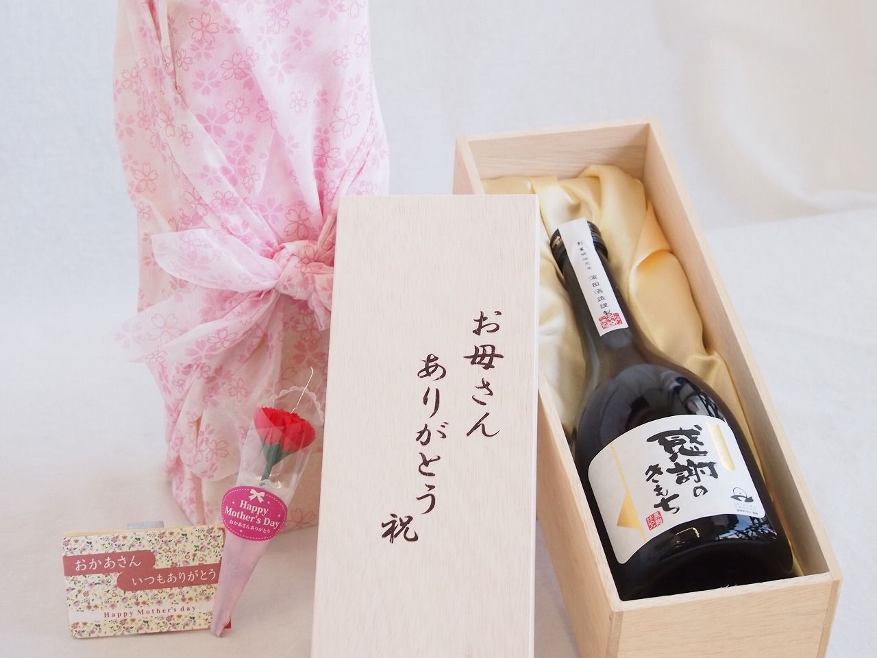 母の日 お母さんありがとう木箱セット 濱田酒造 本格芋焼酎 感謝のきもち (鹿児島県) 720ml 母の日カードとカーネイション付