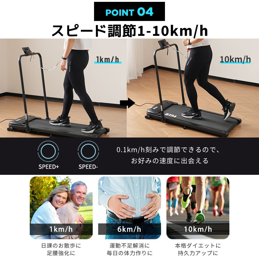 TOPUTURE ルームランナー 傾斜9% 時速1~10km 電動ランニングマシン APP