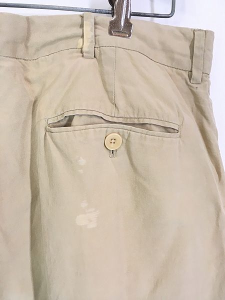 古着 Polo Ralph Lauren ノータック シルク リネン スラックス パンツ