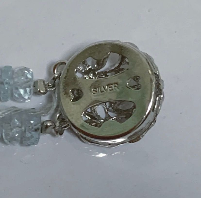 宝石店在庫処分品silver925 天然アクアマリン二重ロングネックレス ...天然石