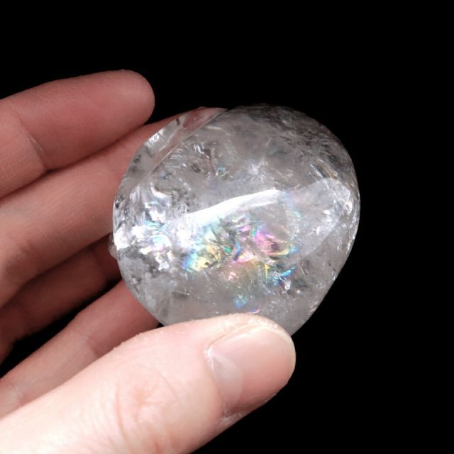 クリスタル スカル 天然水晶 虹入り 骸骨 置物 アイリスクォーツ
