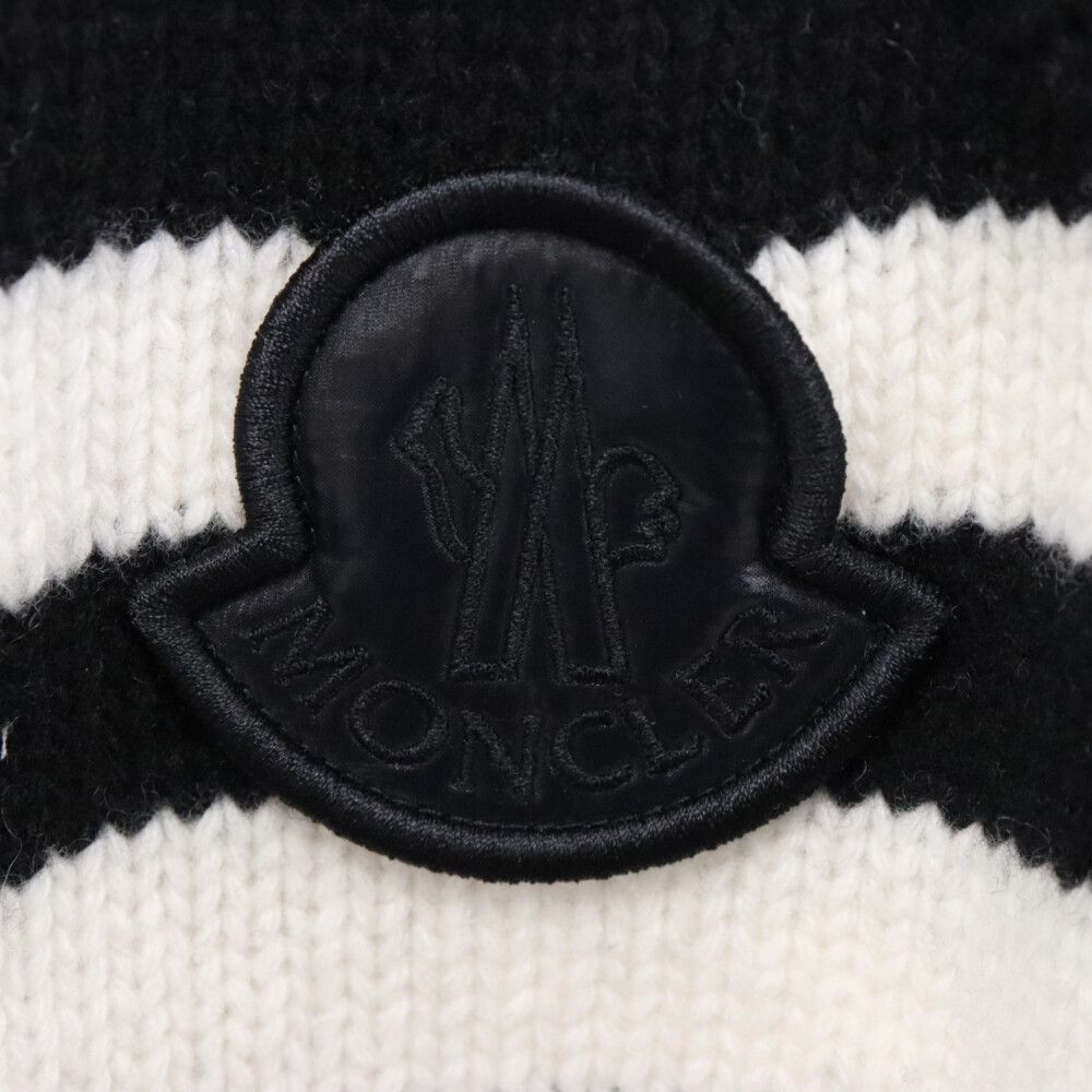 MONCLER モンクレール 23AW GIROCOLLO TRICOT CREW NECK ロゴパッチクルーネック ニットセーター レディース ホワイト/ブラック I20939C00023 MONCLER (モンクレール) 23AW GIROCOLLO TRICOT CREW NECK ロゴパッチ