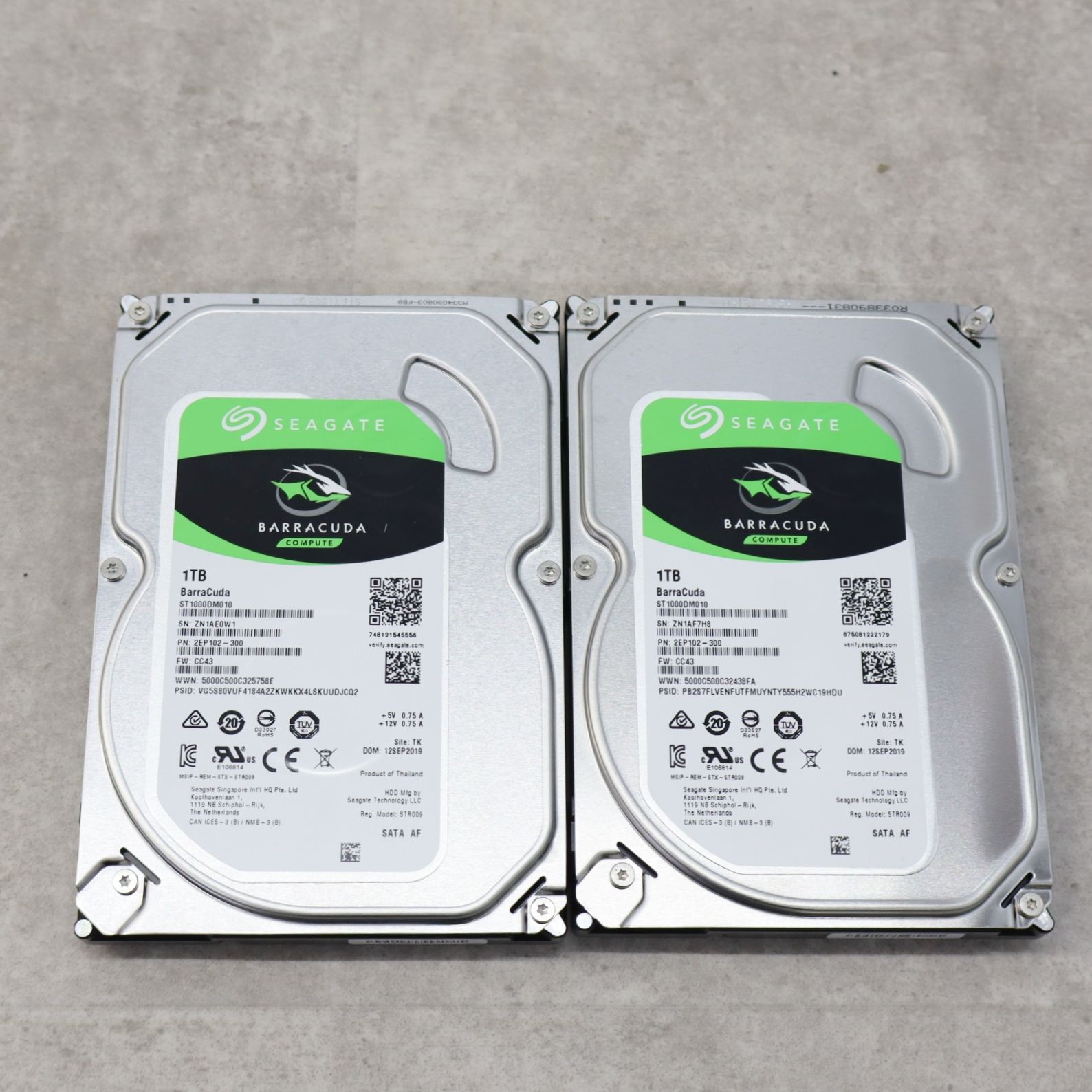 ∧2点まとめ (1.0TB/1000GB)×2｜SATA 内蔵型 ハードディスク｜seagate シーゲート ST1000DM010 内蔵HDD｜ フォーマット済み 薄型P1514