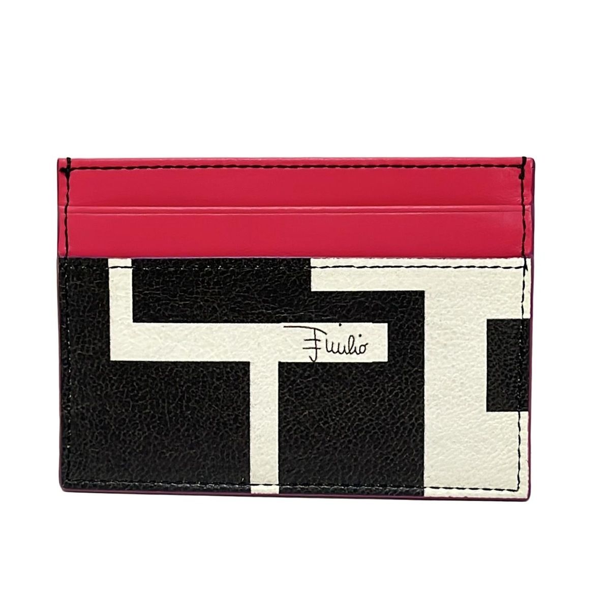 EMILIO PUCCI PUCCI エミリオプッチ カードケース - 黒×白×ピンク レザー