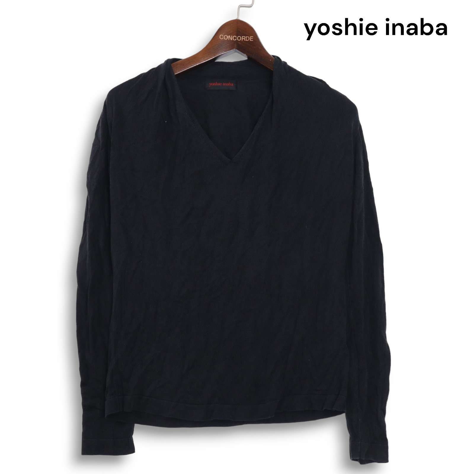 yoshie inaba　シルク　絹100%　ニット　9号　M　定価42000円 yoshie inaba ヨシエイナバ 通年 絹 シルク100%♪ Vネック