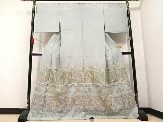 着物屋こころ■極上　訪問着　スワトウ刺繍　花唐草文　暈し染め　金糸　逸品　ａ4847