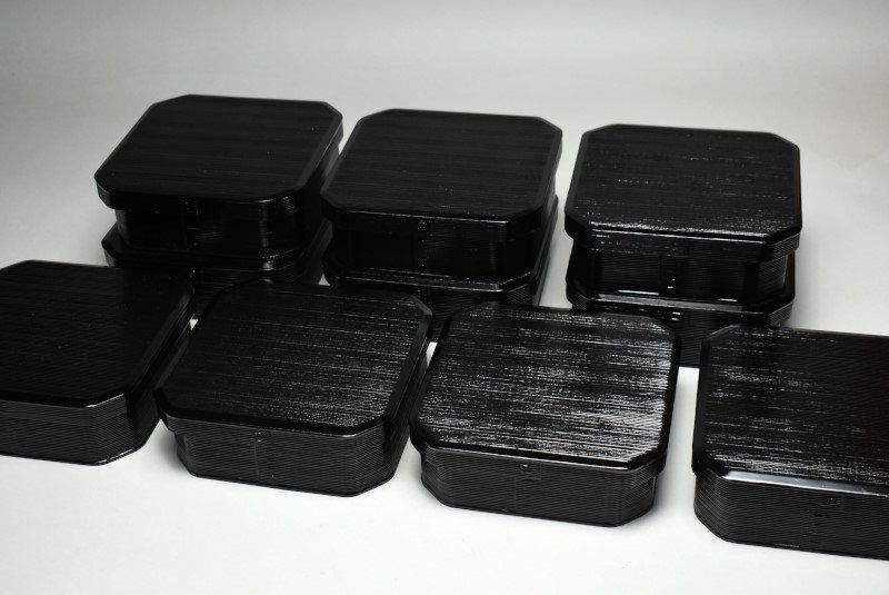 蔵A4702 漆光堂 糸目縁高 弁当箱 十客 共箱