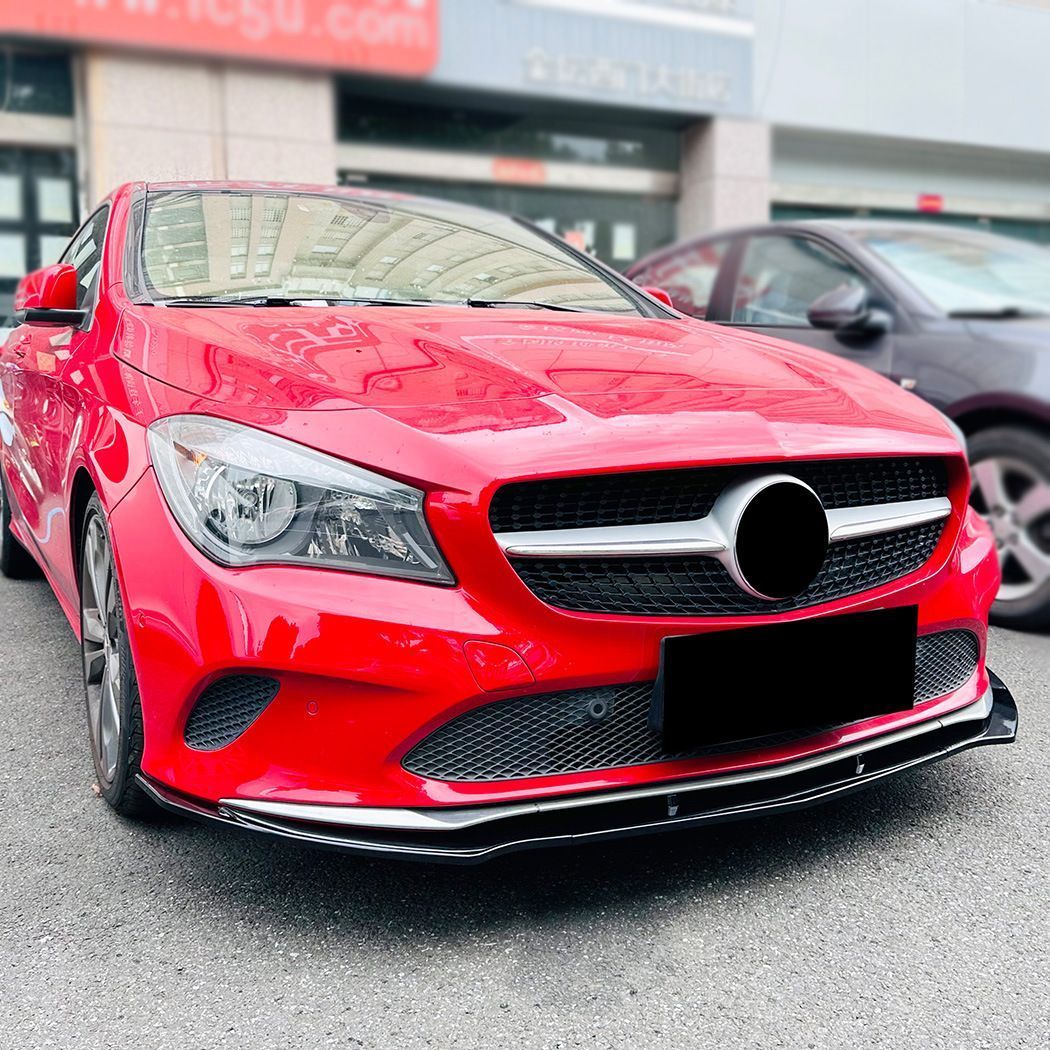 Mercedes-Benz CLA C117後期 2016-2019 フロントリップ フロントスカート エアロスポイラー 前杠前<!-利用不可文字-!>前唇 ABS製 カーボン調|ピアノブラックLMQ62