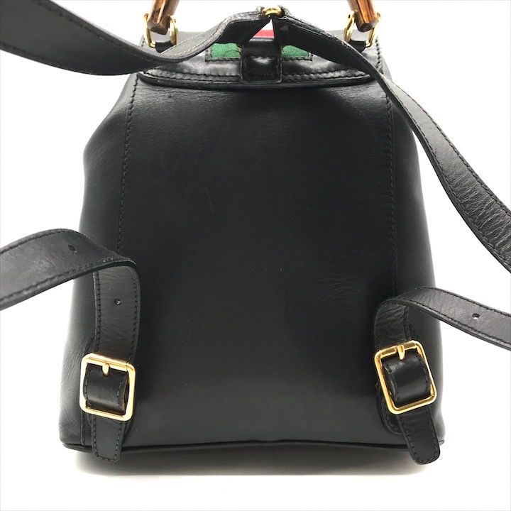 Gucci レザー リュック　黒 バンブーハンドル GUCCI グッチ バンブー リュック・デイパック レディース レザー