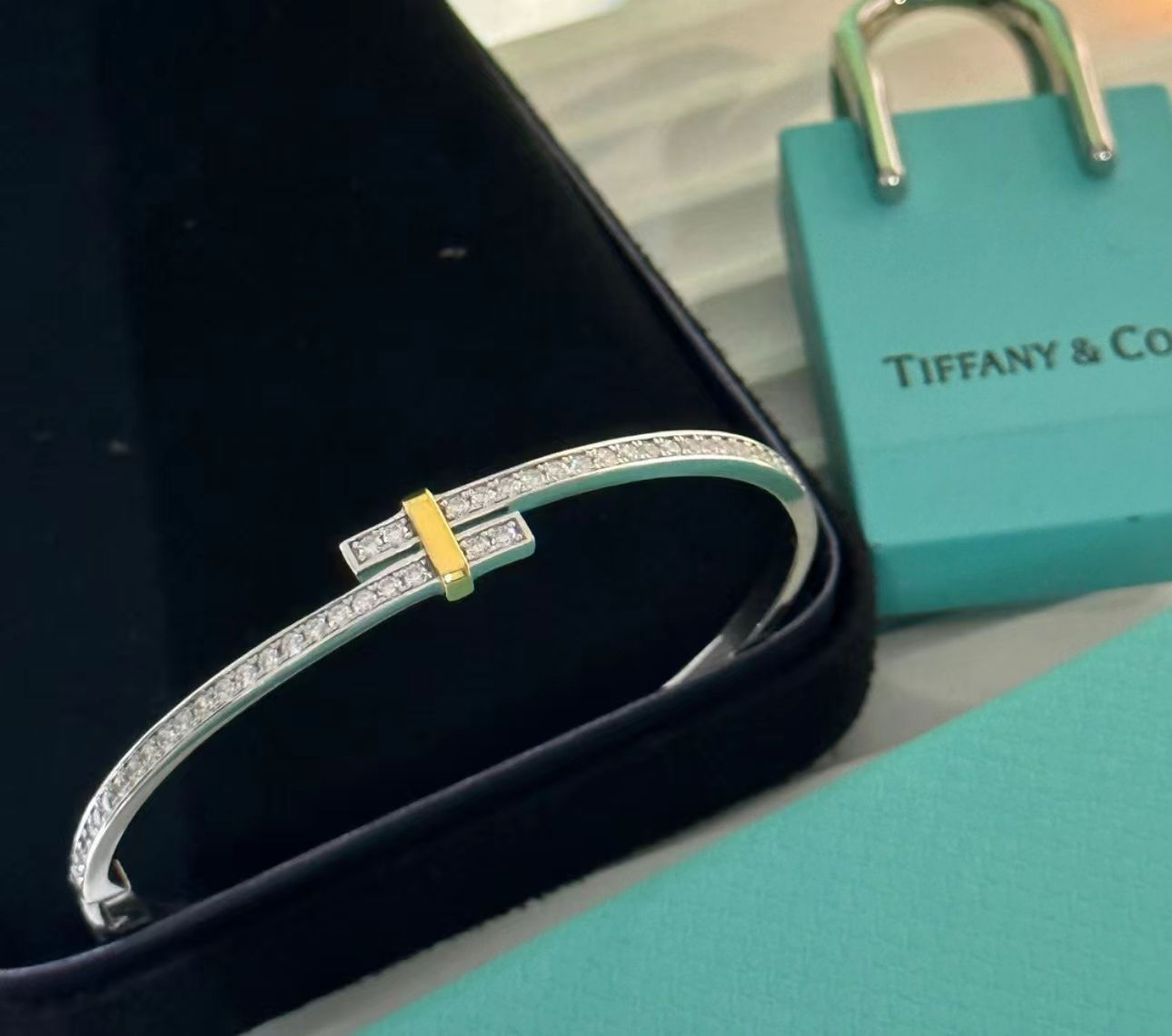 Tiffany エッジシリーズ プラチナと18Kゴールド ダイヤモンド ブレスレット